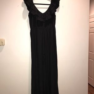 Black Solid Maxi Dress